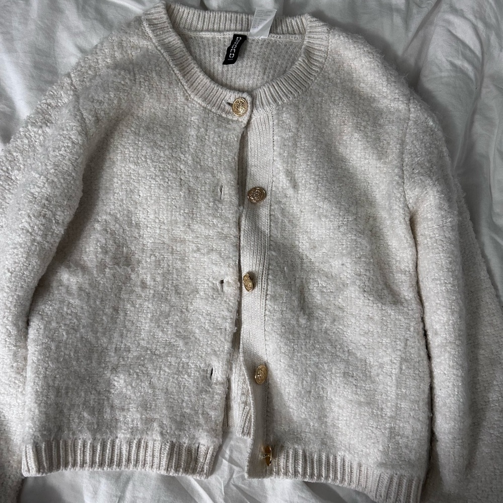 H&M Cream Cardigan with Gold Buttons